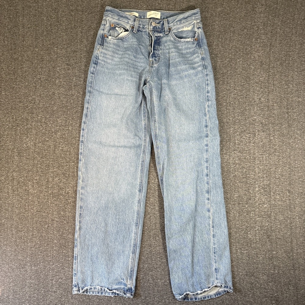 Universal Thread Mid Rise 90s Baggy Button Fly Jeans Women's 2 Y2K Distressed